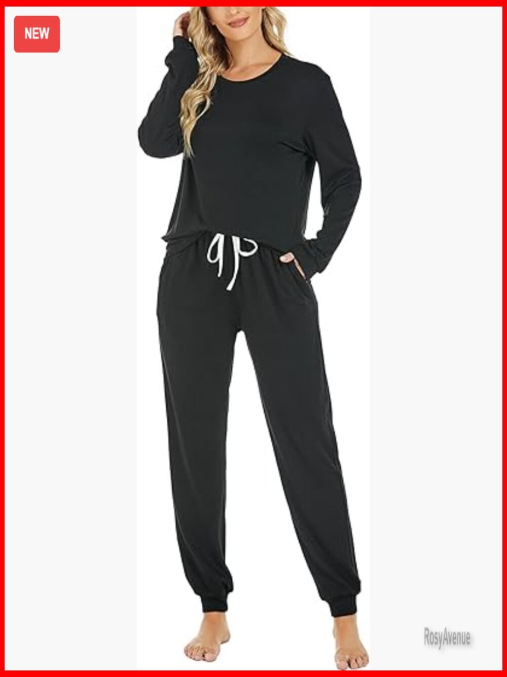 Women's 2-Piece Pajama Set, Soft Rayon Long Sleeve Loungewear with Pockets